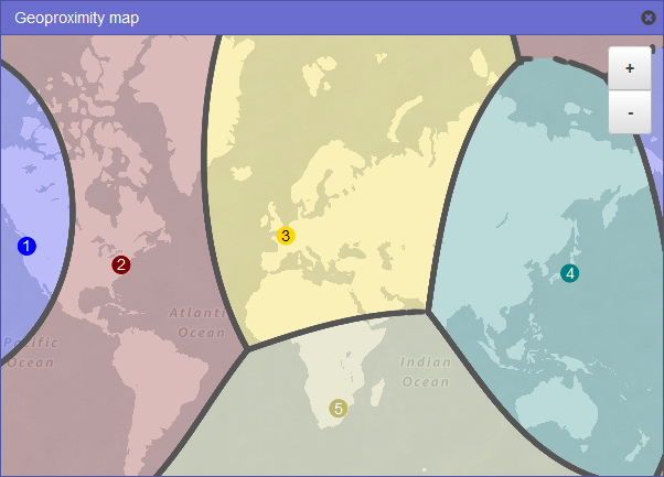 Una mappa del mondo che mostra il modo in cui il traffico viene instradato quando si aggiunge un bias di +25 nella regione Stati Uniti orientali (Virginia settentrionale).
