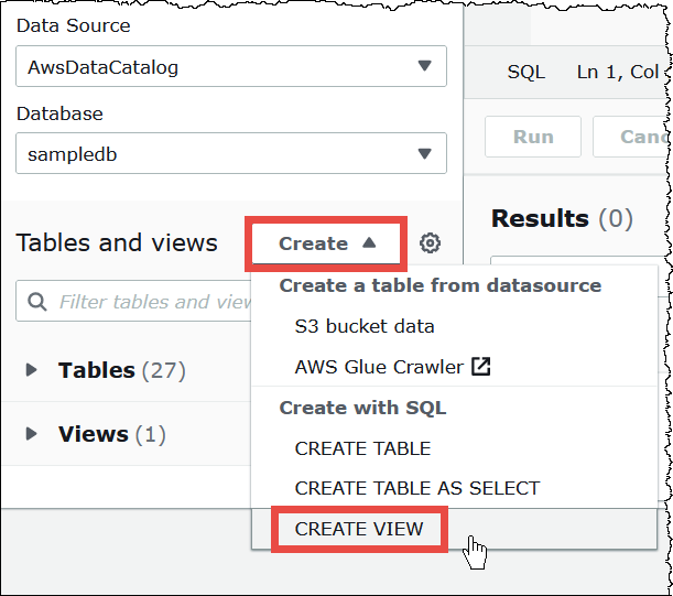 Creazione di una visualizzazione.