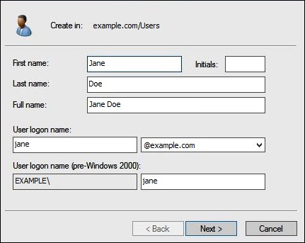 Immettere un nome utente.