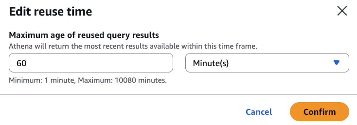 Configurazione dell'età massima per il riutilizzo dei risultati delle query