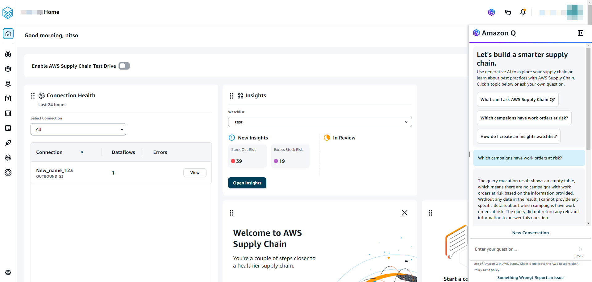 Utilizzo di Amazon Q in Catena di approvvigionamento di AWS