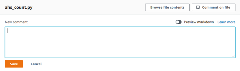 Aggiunta di un commento su un file in un commit.