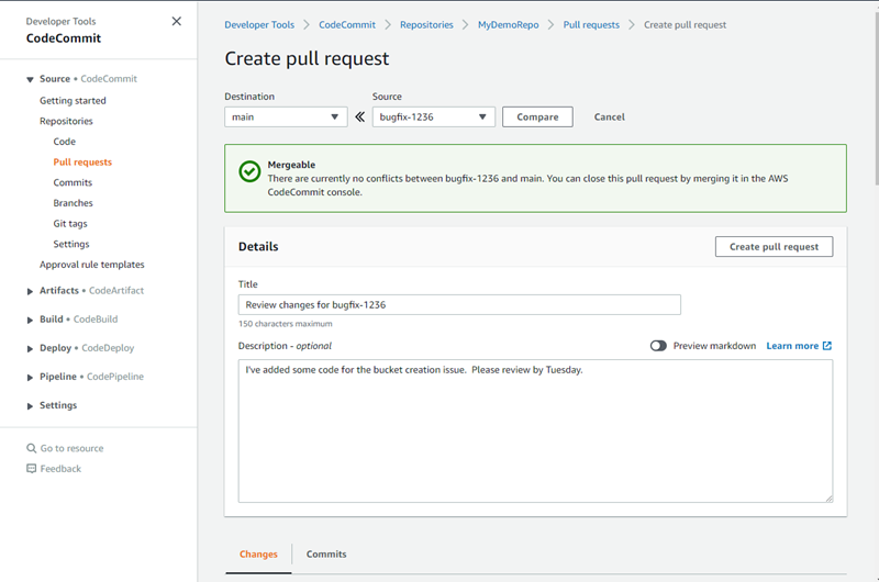 Creazione di una richiesta di pull