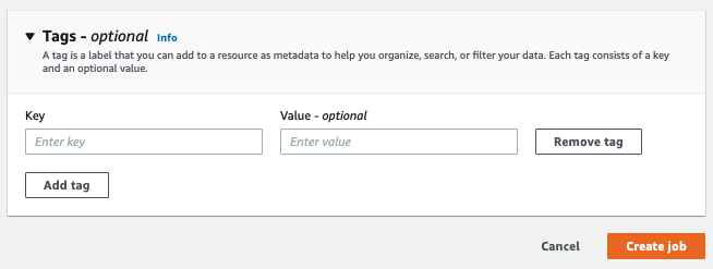 Visualizzazione da console del pannello dei tag vuoto.