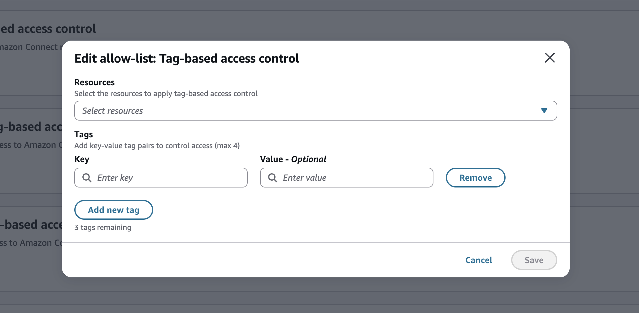 Sezione Controllo degli accessi nella pagina Profili di sicurezza.
