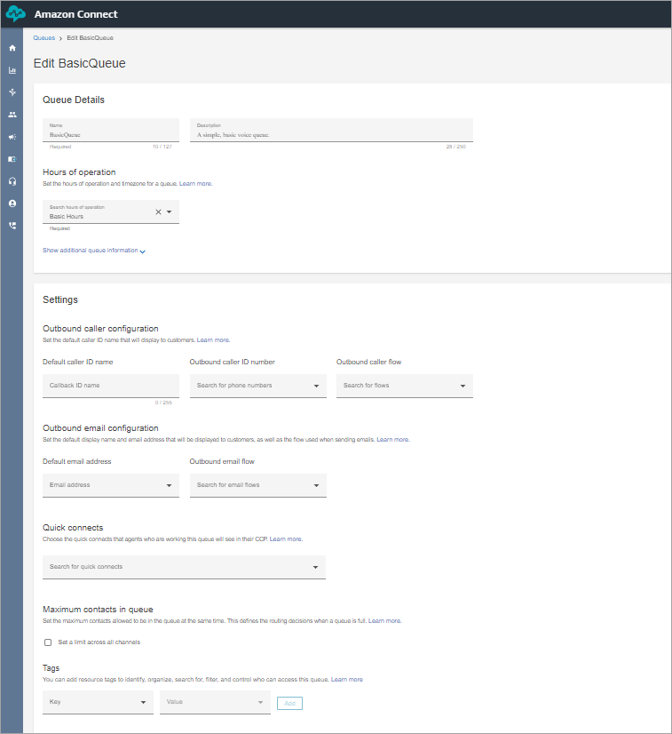Pagina Modifica coda per BasicQueue.