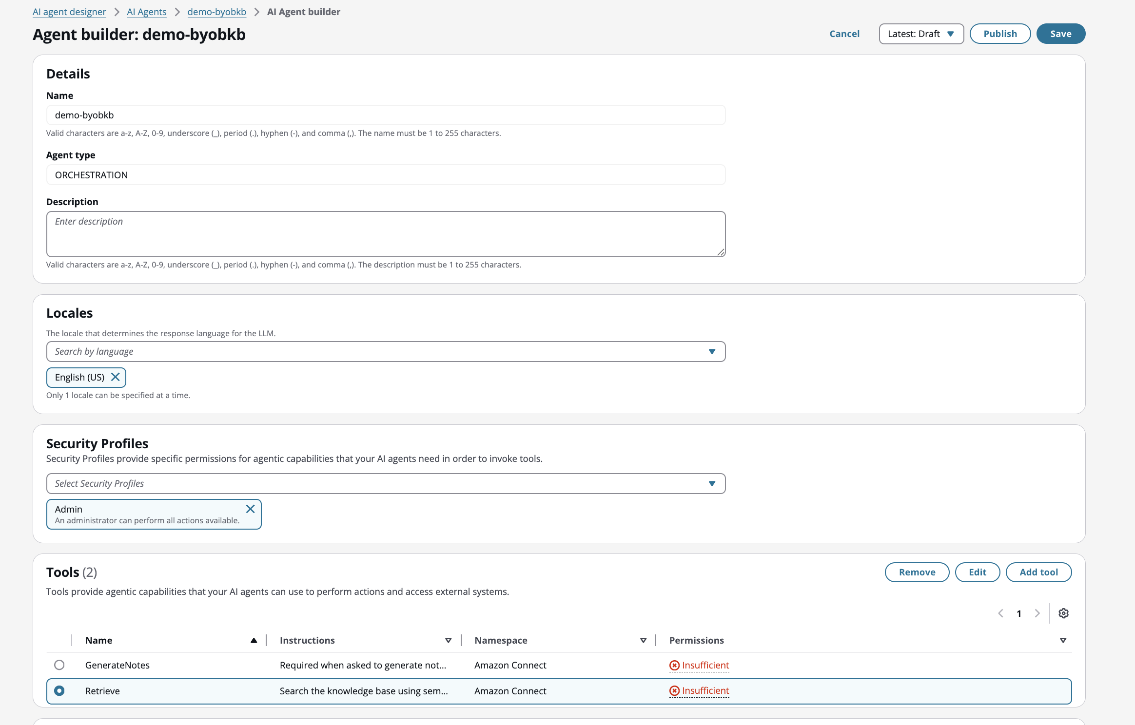 Pagina del generatore di AI Agents