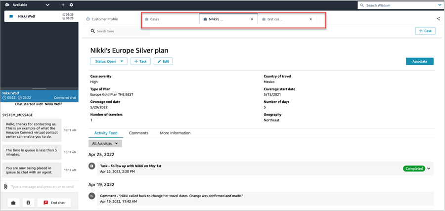 Scheda casi aperta per il contatto.