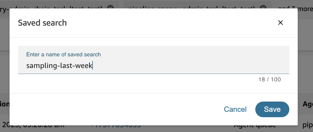 Salva filtri e criteri di campionamento