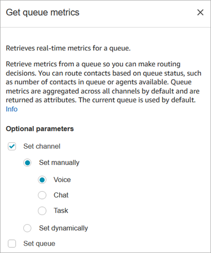 La pagina delle proprietà del blocco Get metrics.