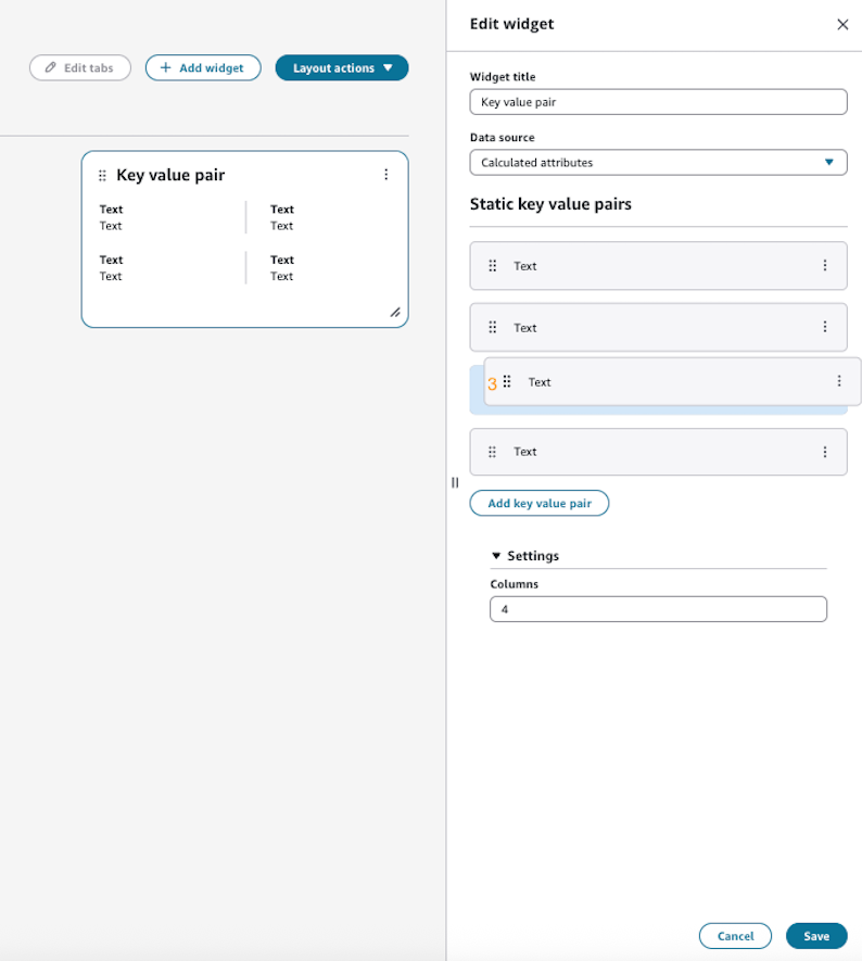 Un altro esempio di modifica di widget con coppie chiave-valore personalizzate.