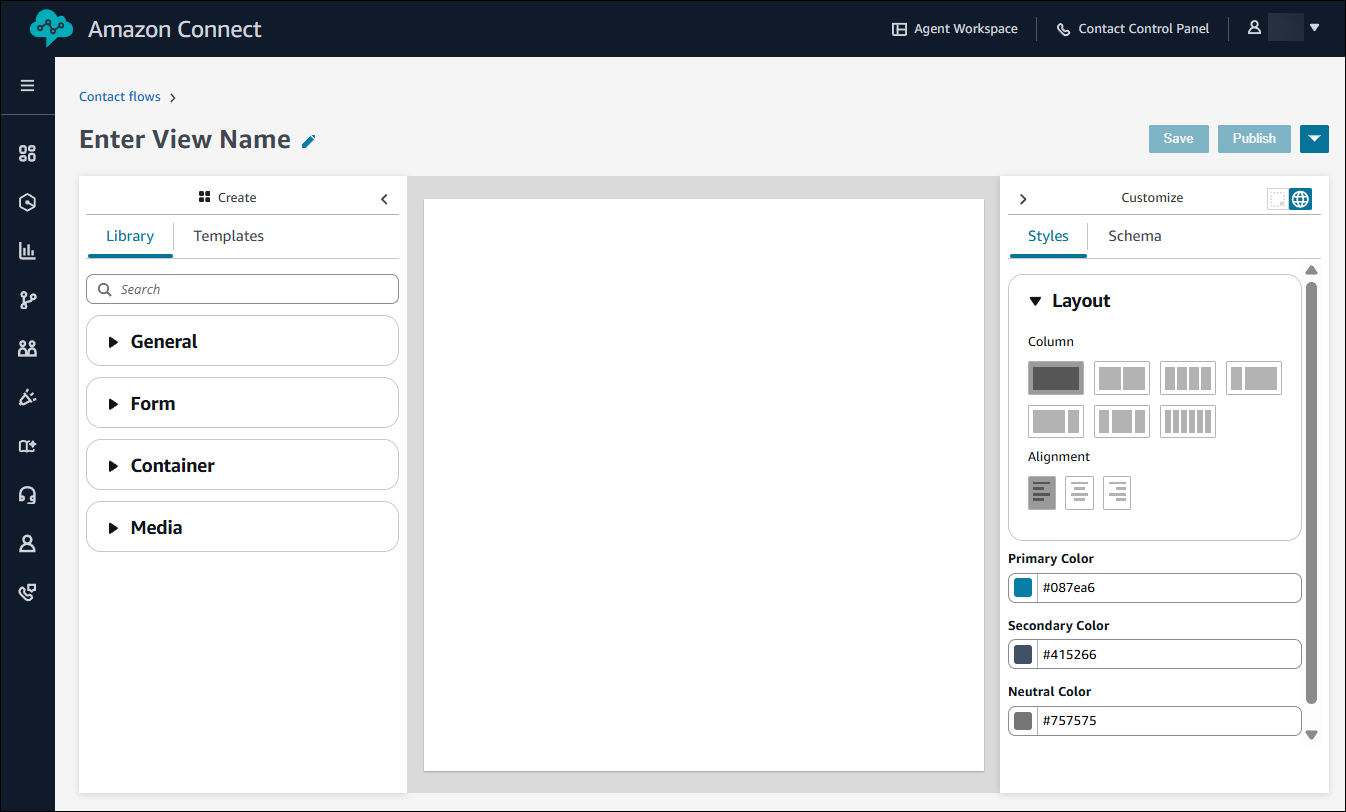 Una pagina UI Builder vuota.