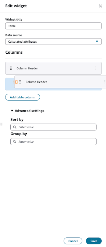 Un altro esempio di modifica di widget di tabella personalizzati.