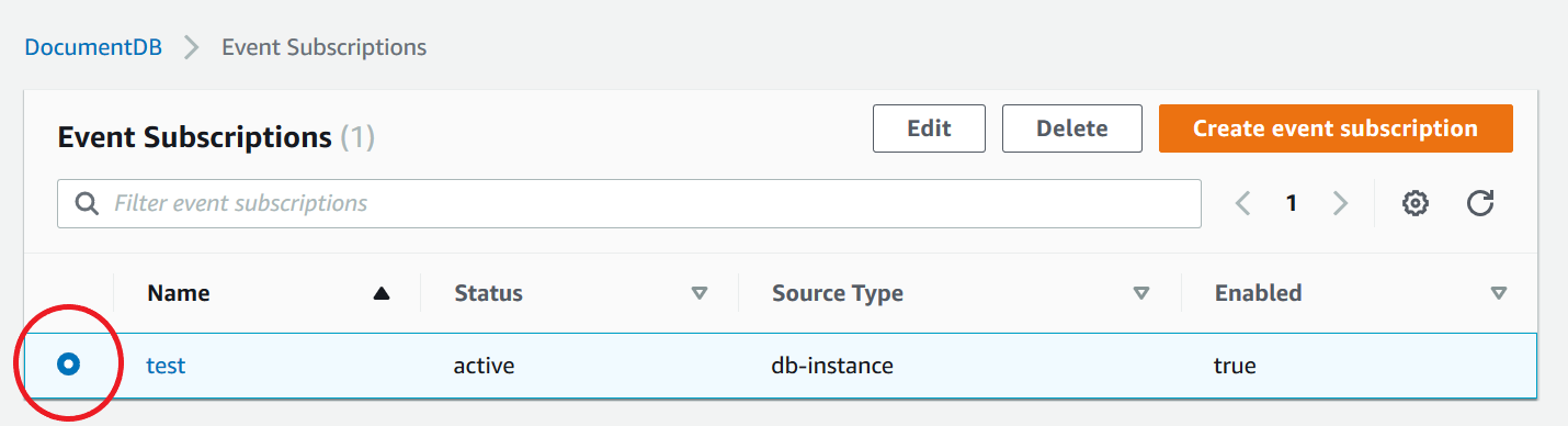 Il riquadro Sottoscrizioni agli eventi che mostra un abbonamento selezionato.