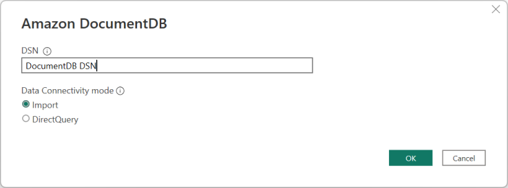Interfaccia che mostra le opzioni della modalità di connettività dati per DocumentDB.