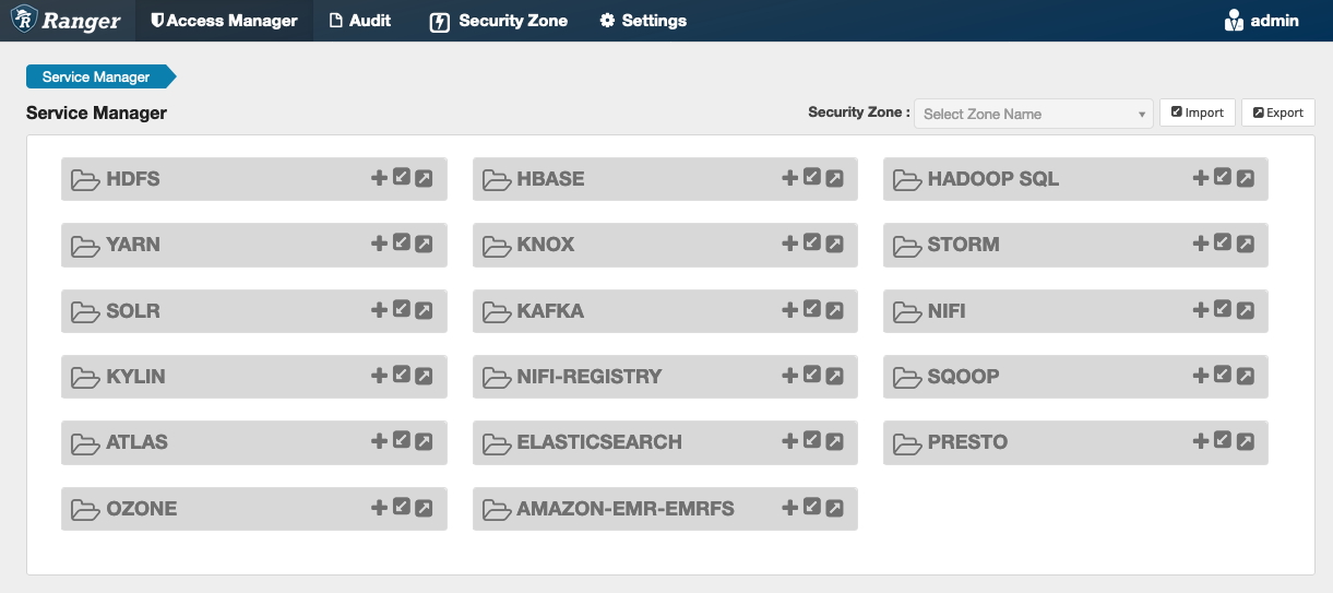 Il server Admin Ranger crea il servizio EMRFS S3.