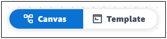 I pulsanti di visualizzazione Canvas e Template nella parte superiore dell'area di visualizzazione principale di Infrastructure Composer.