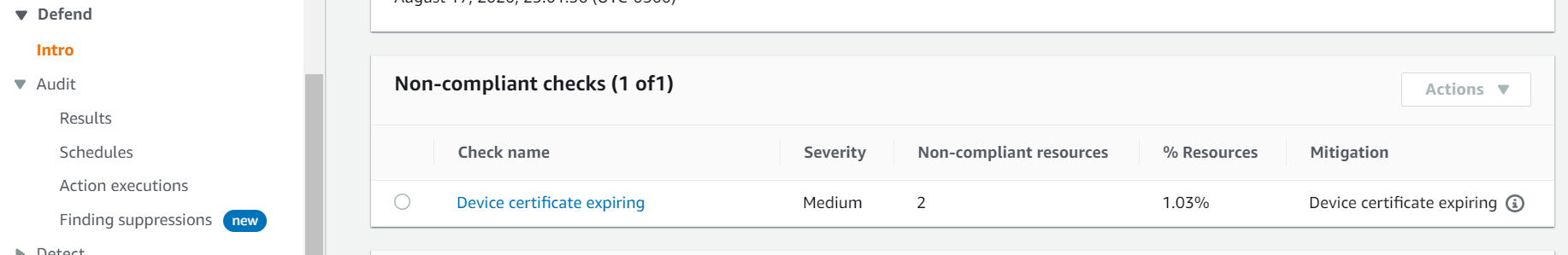 Esegui un audit su richiesta per dimostrare che il controllo del certificato del dispositivo scaduto non è conforme.