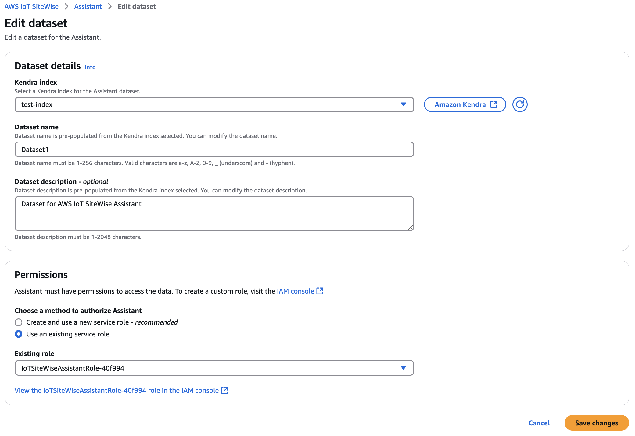 Modifica dell'immagine finale di un set di dati nella pagina Assistente della console