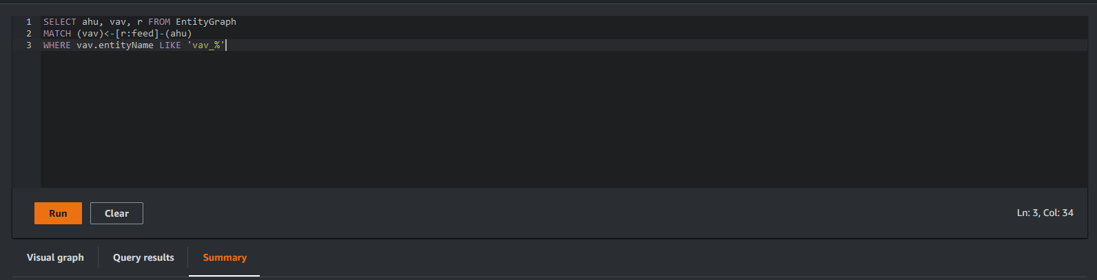 Lo spazio dell'editor in cui è stata inserita una query.