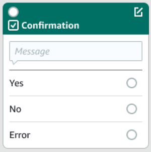 Un blocco di conferma in Visual Conversation Builder