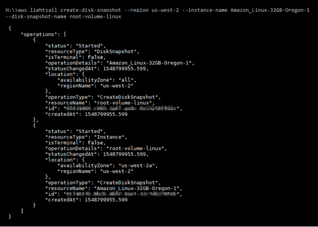 Esegui il backup del volume principale di un'istanza in Lightsail.