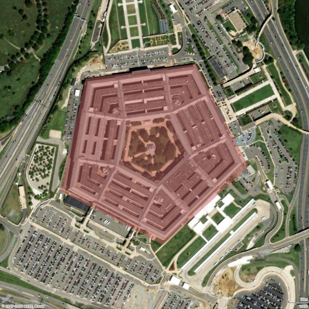 Mappa di esempio che mostra un poligono attorno al Pentagono.