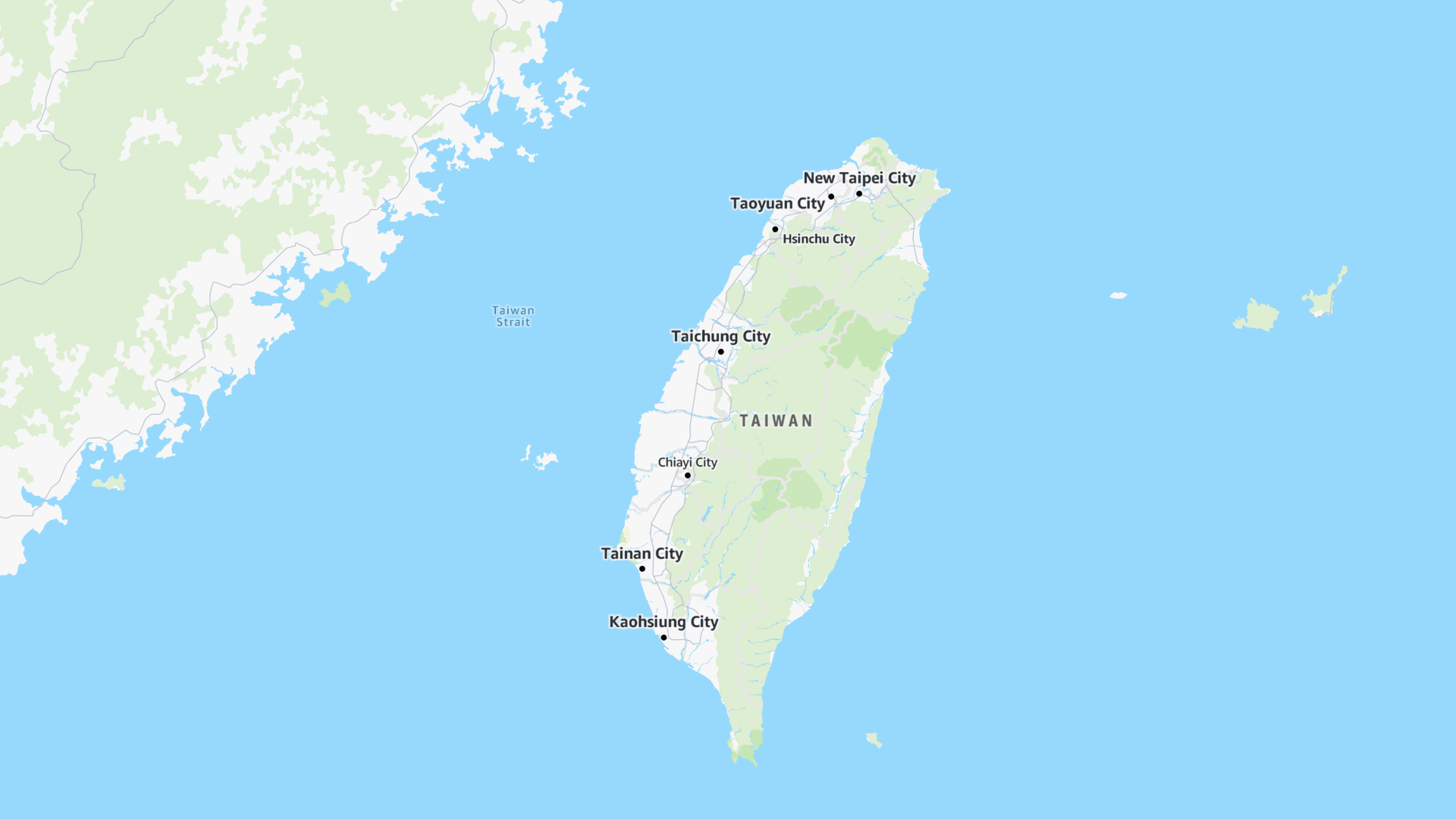 Map of Taiwan showing major cities including Taipei, Taichung, and Kaohsiung along the western coast.