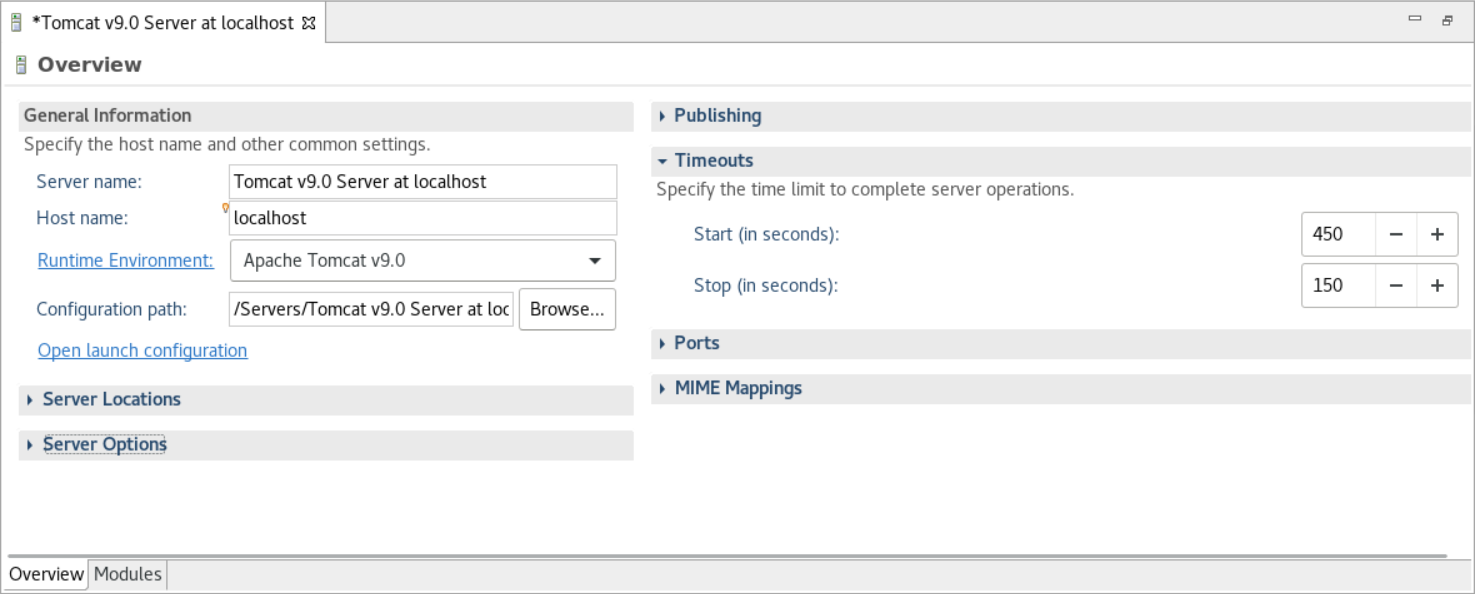 Valore di timeout di inizio impostato su 450 secondi. Valore di timeout di arresto impostato su 150 secondi.