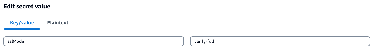 Inserisci la key/value coppia per il Secrets Manager Secret.