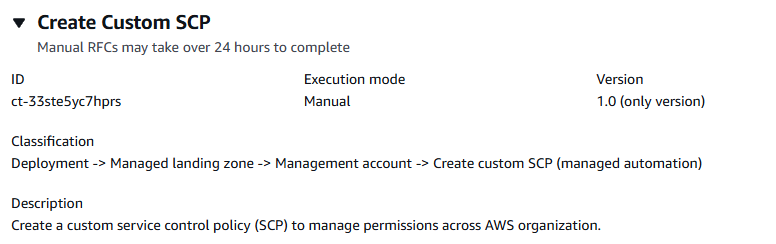 Form for creating a custom SCP with ID, execution mode, version, and classification details.