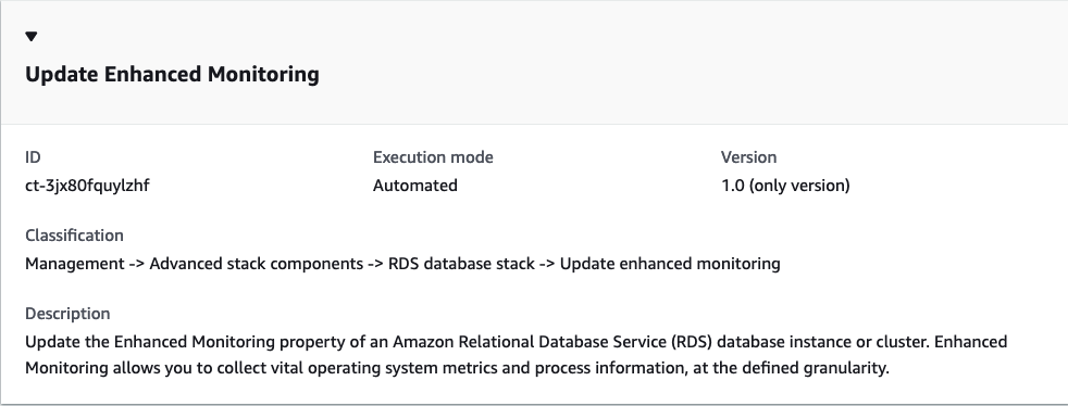 Update Enhanced Monitoring interface for an Amazon RDS database instance or cluster.