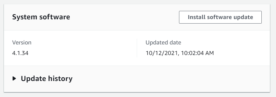 Aggiornamento del software per AWS Panorama Appliance.