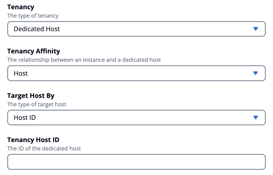 Pagina pop-up della console di amministrazione che consente di selezionare il tipo di host di destinazione da avviare VDIs