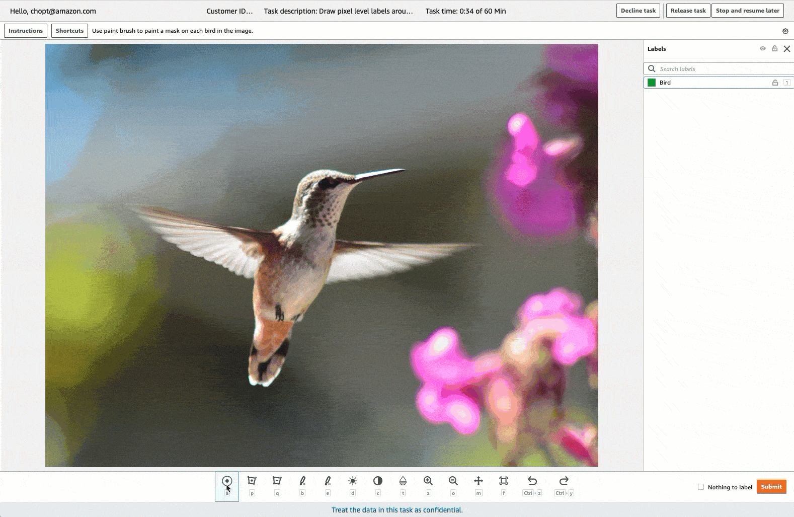 Interfaccia utente di esempio con istruzioni su come utilizzare lo strumento nella console dei worker.