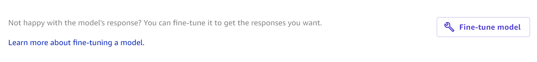 Screenshot dell’opzione Ottimizza modello di fondazione visualizzata in una chat.