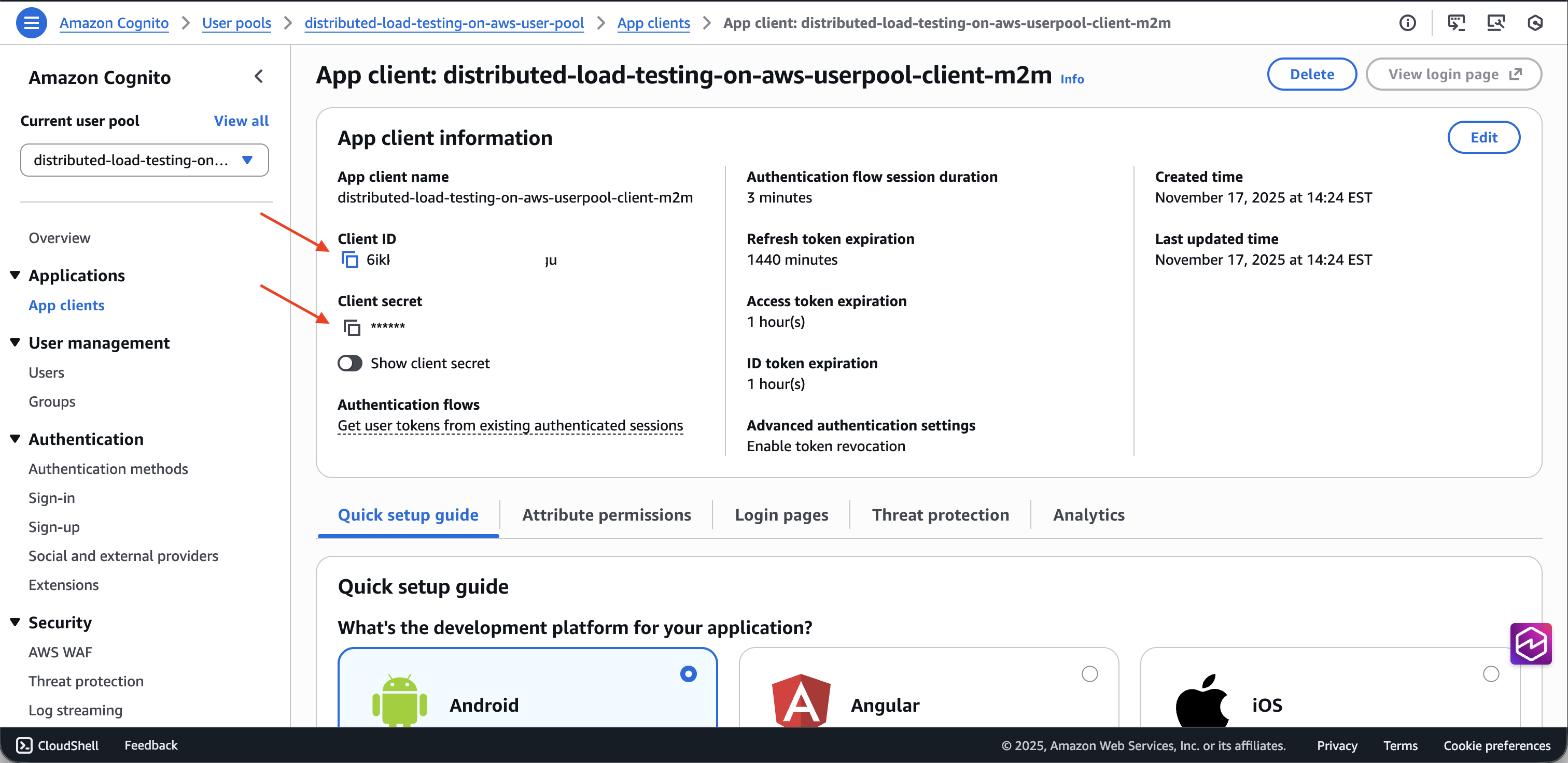 ID client e segreto di Cognito