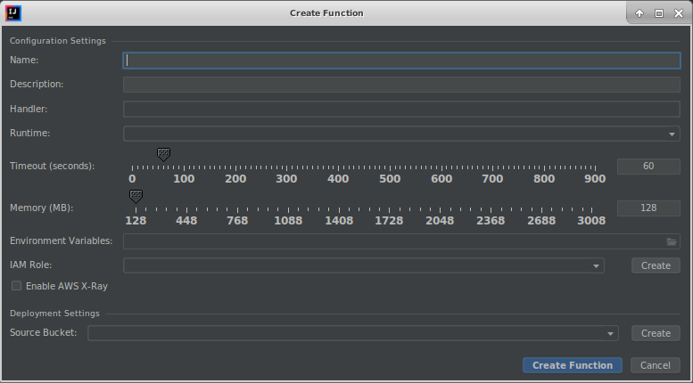 Finestra di dialogo Crea funzione.