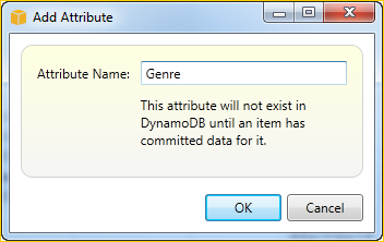Add Attribute dialog box with input field for Attribute Name and explanatory text.