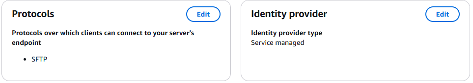 La pagina della console dei dettagli del server, che mostra il parametro Endpoint details.