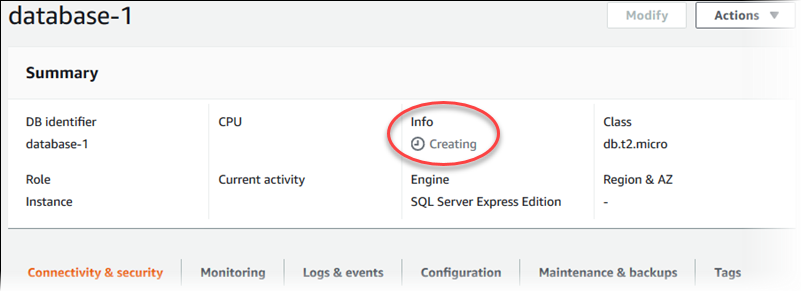 My DB インスタンスの詳細