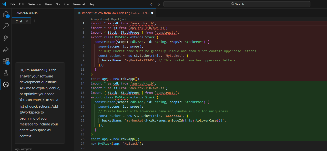 インラインチャットの差分。