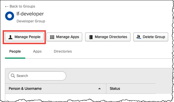 [[Manage People] (ピープルの管理) をクリックします。