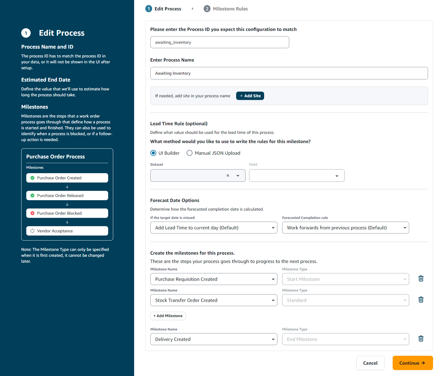 注文計画と追跡プロセスを作成する