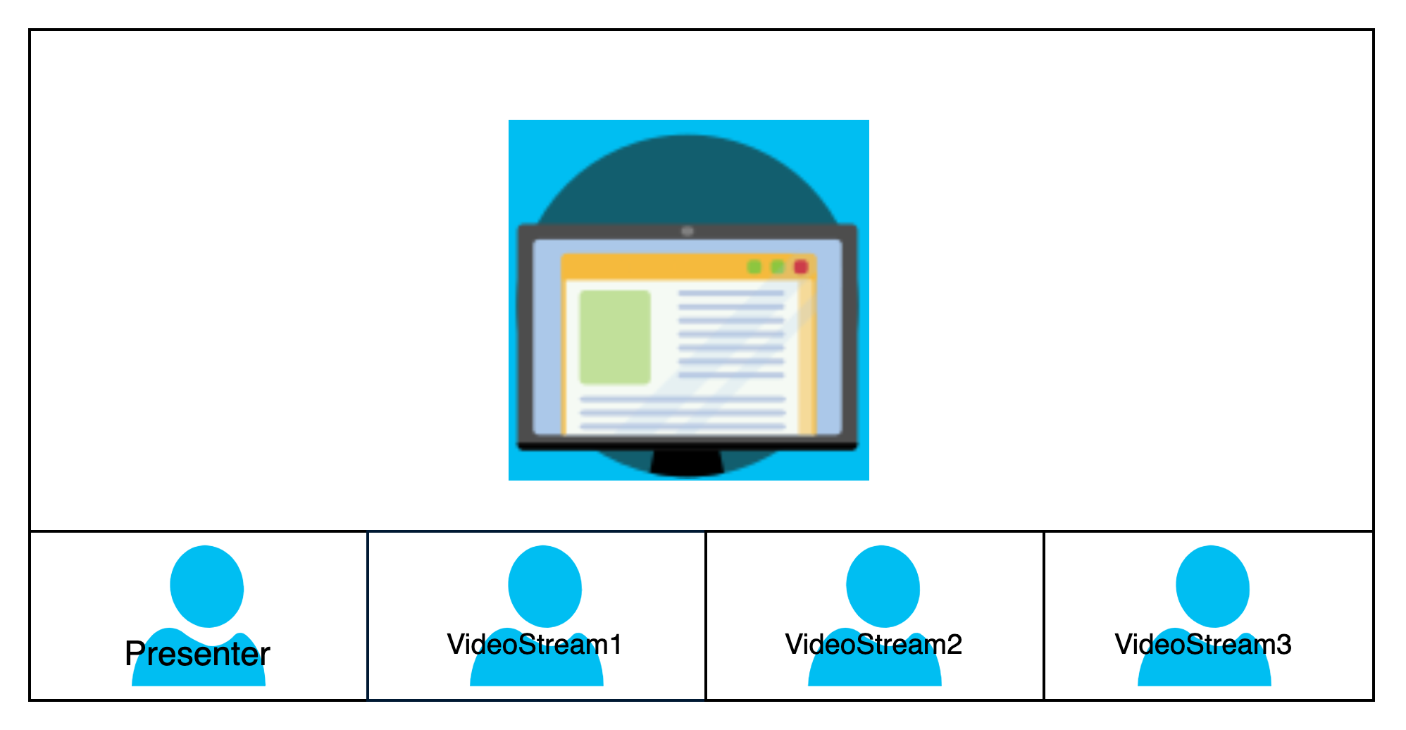 中央に大きなタイルが 1 つあり、その下にある線に 4 つの小さなタイルが並んでいる画像。