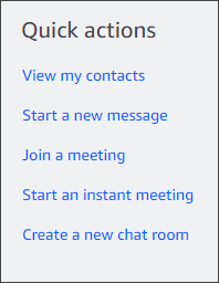 「クイックアクション」という見出しの下にある一連のリンク。