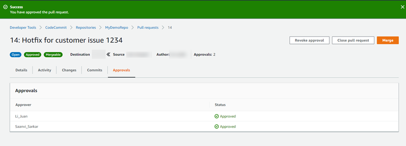 プルリクエストの承認の表示