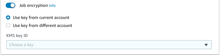 の KMS ジョブ暗号化 AWS マネジメントコンソール