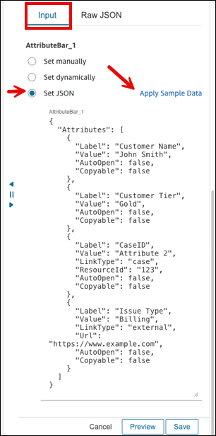 [ビューを表示] ブロックの [サンプルデータを適用] オプション。