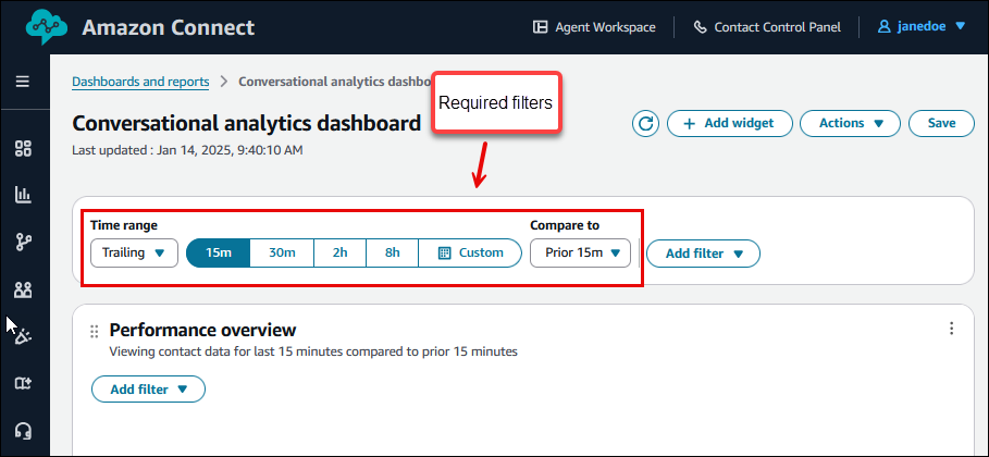サンプルダッシュボードのウィジェット、ウィジェットを編集するアクションアイコン。